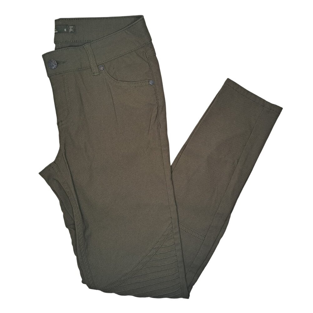 Prana Army Olive Green Nylon Blend Pants Pleated Size 6